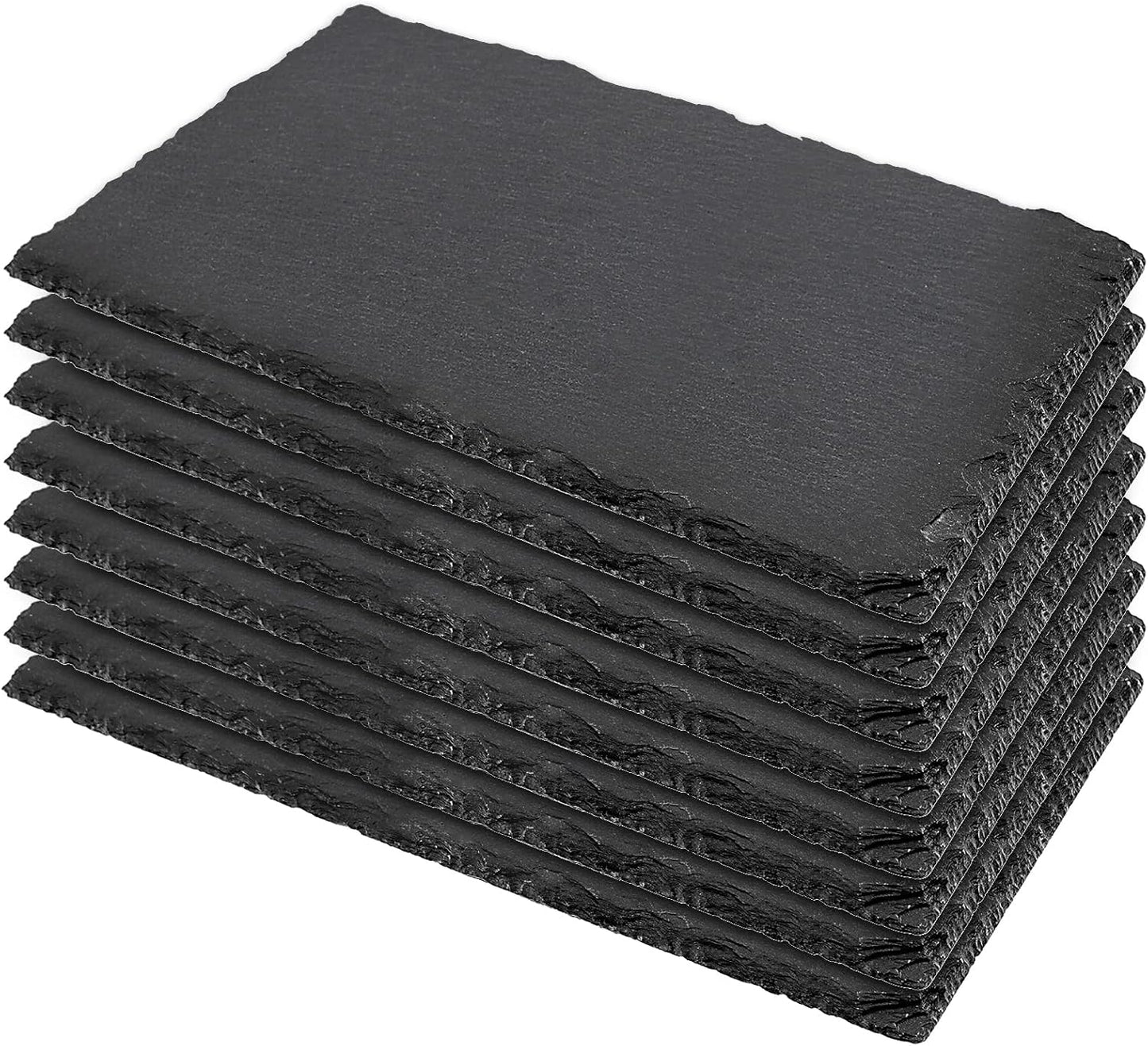 8 PCS 10 x 4.7 Inch Black Slate Cheese Boards, Black Slate Serving Platter with Natural Edge, Slate Stone Serving Tray for Cheese, Charcuterie, Sushi, Appetizers