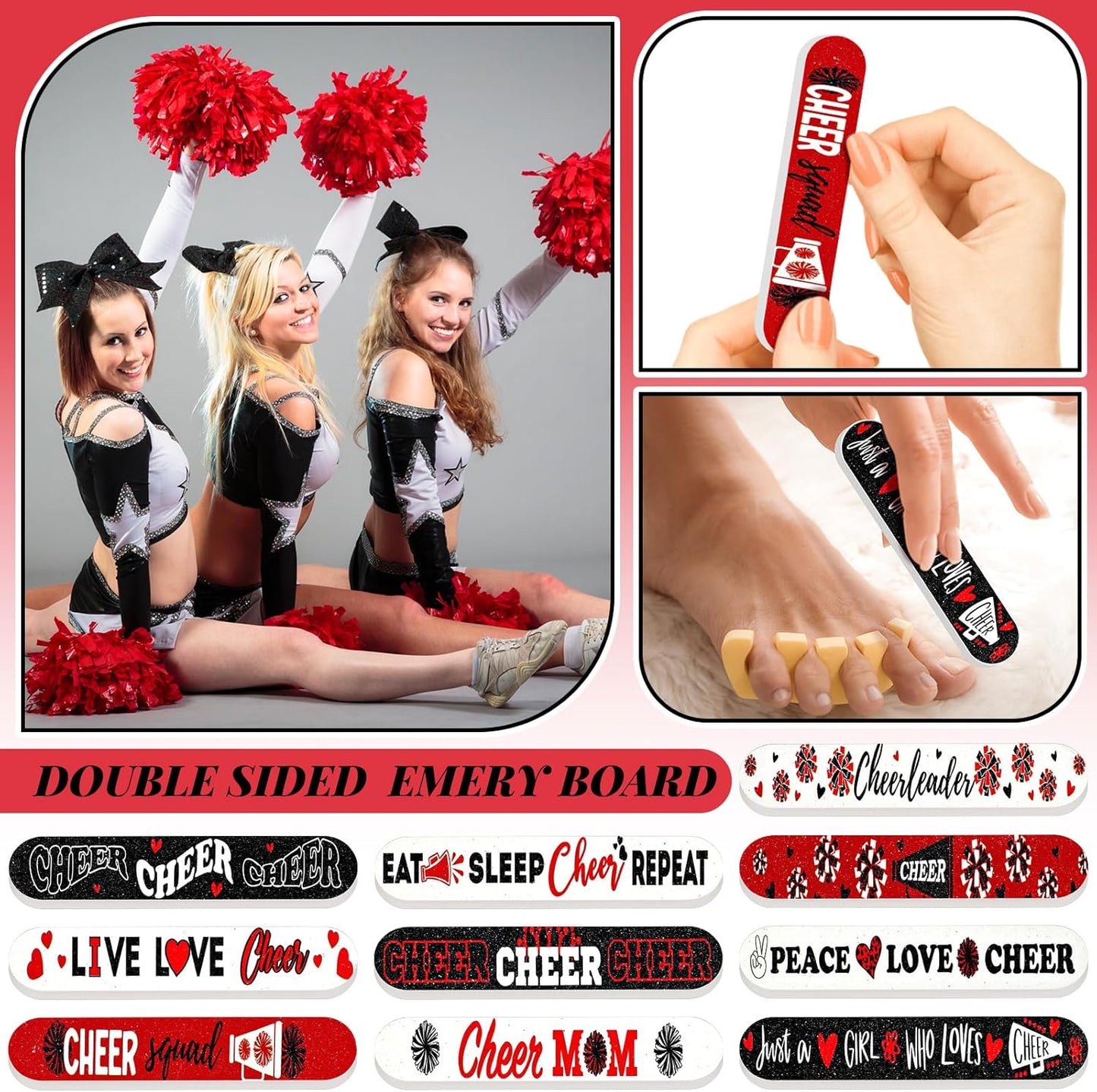 50 Pack Cheerleader Gifts Bulk for Team Funny Cheerleaders Nail Files Party Favors Cheer Gifts Cheerleading Favors for Women Girls Teammates