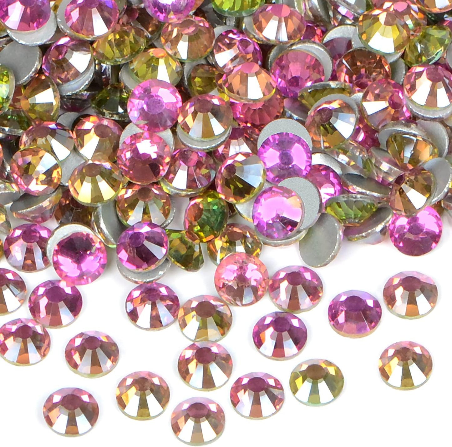 1440PCS Art Nail Rhinestones Non Hotfix Glue Fix Round Crystals Glass Flatback for DIY Jewelry Making with one Picking Pen (ss16 1440pcs, Golden Rose)