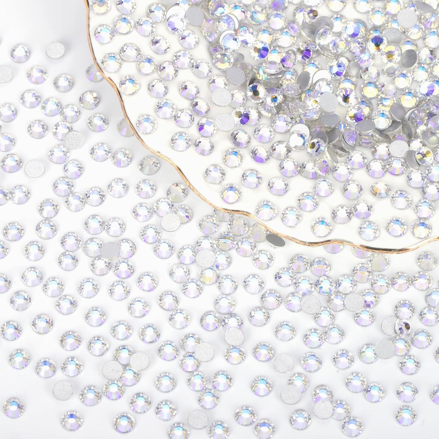 10000PCS Moonlight Rhinestones Bulk, Flat Back Crystal Glass Stone Round Gems,SS10, 2.7-2.9mm