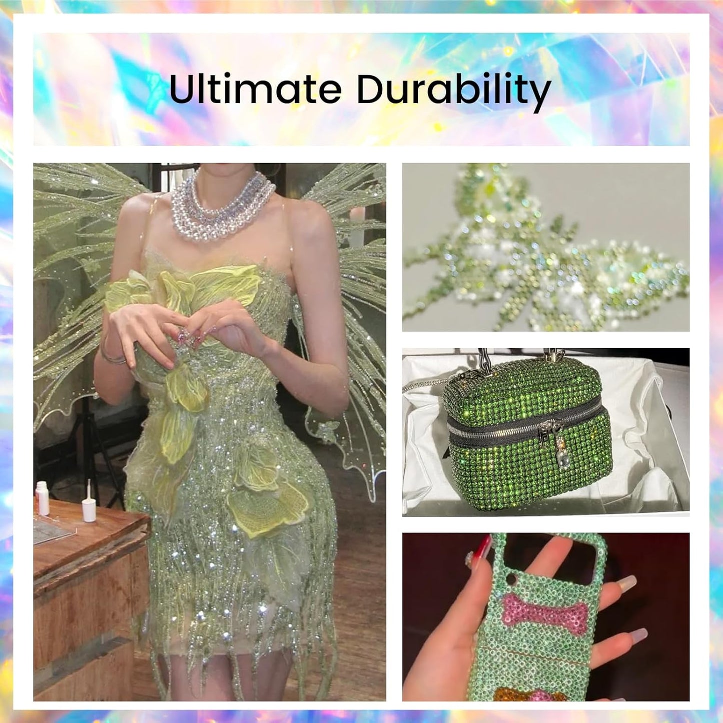 Light Green AB Rhinestones Crystals Rhinestone for Crafts Glass Flatback Nail Gems and Rhinestones for Nails Art Makeup Bags Shoes Decoration DIY(SS12,1440pcs,Light Green AB)