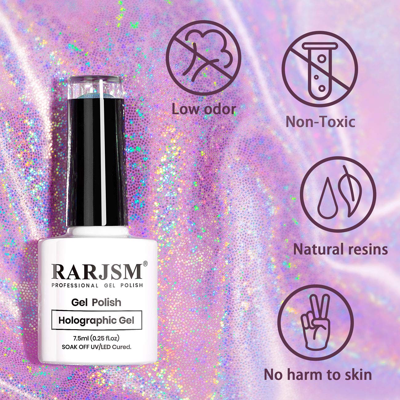 RARJSM Holographic Nail Polish Glitter Gorgeous Glossy 1PCS 7.5ML Mavue Gel Nail Polish Curing Required for Starter Gel Manicure DIY Home RAR70