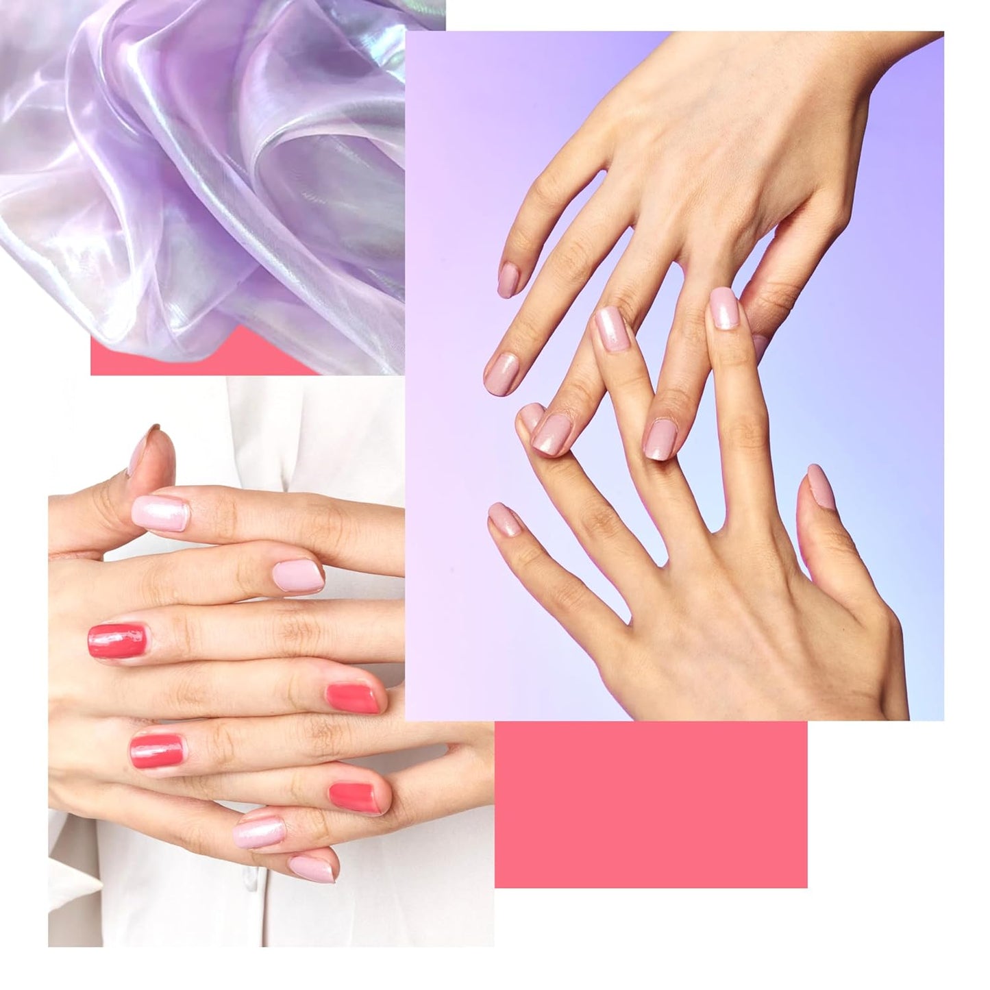 Breathable Halal Vegan Nail Polish – Water-Based 3pc Set (Peach Coral + Creamy Blush Beige + Clear Top Coat) | Non-Toxic, Eco-Friendly, 0.51 fl oz