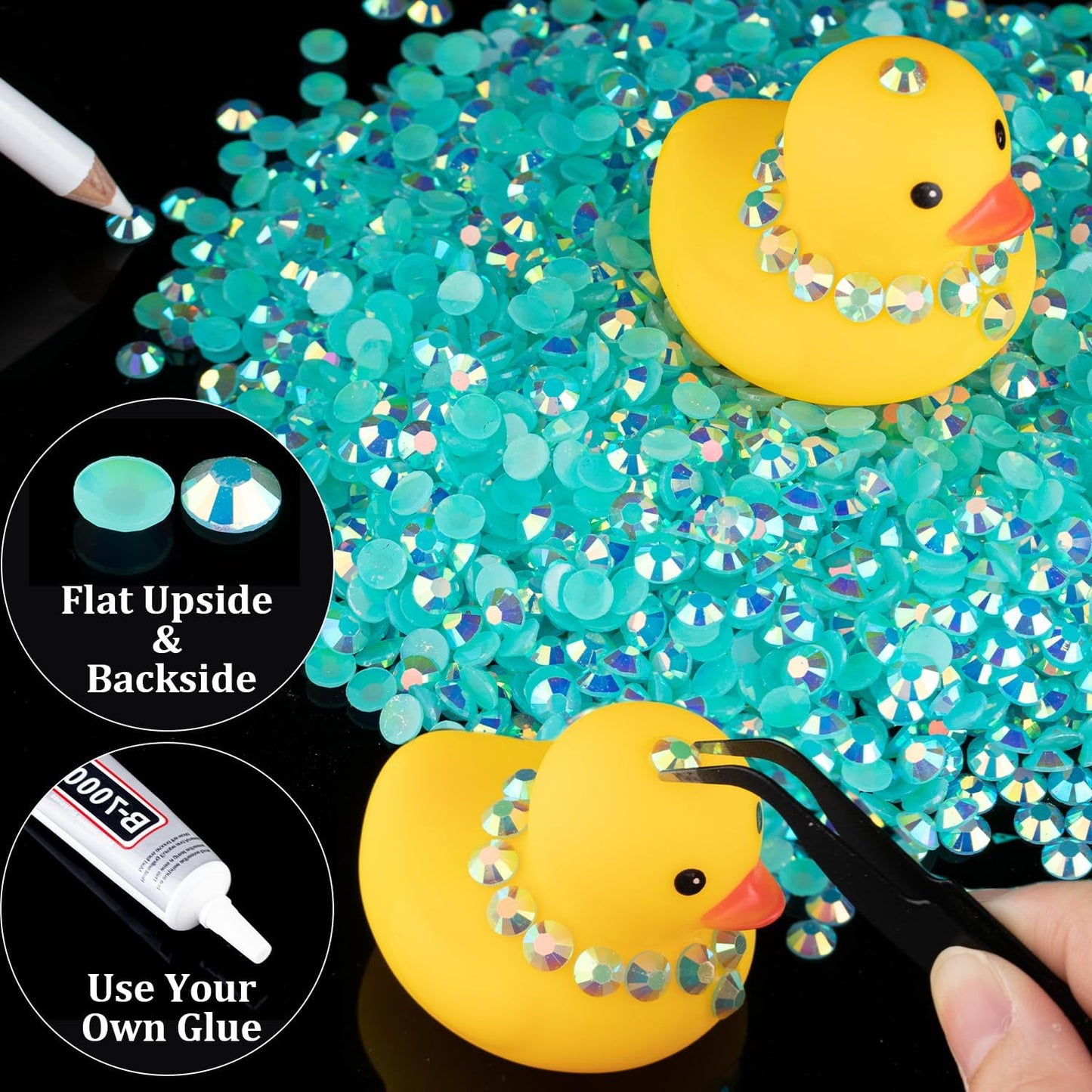 2000pcs 6mm Resin Rhinestones Bulk, Lake Blue AB Flatback Round Jelly Rhinestones Bedazzling Non Hotfix Crystal Gems Large Quantity Wholesale for DIY Crafts Clothes Tumblers Face Makeup Manicure