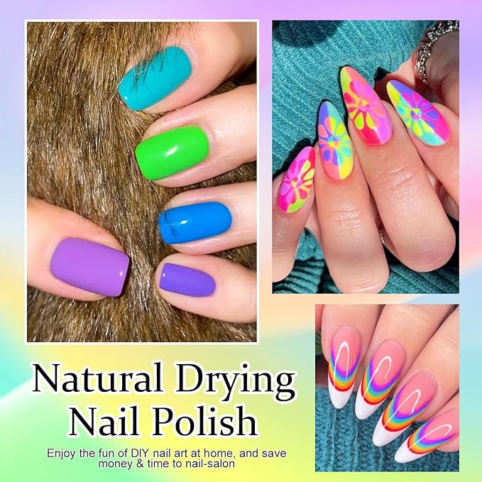 DouborQ 12 Color Nail Polish Set Neno Air Dry 12 Bright Colors 0.35oz Regular Nail Polish Kit Spring Summer Gift Set for Women