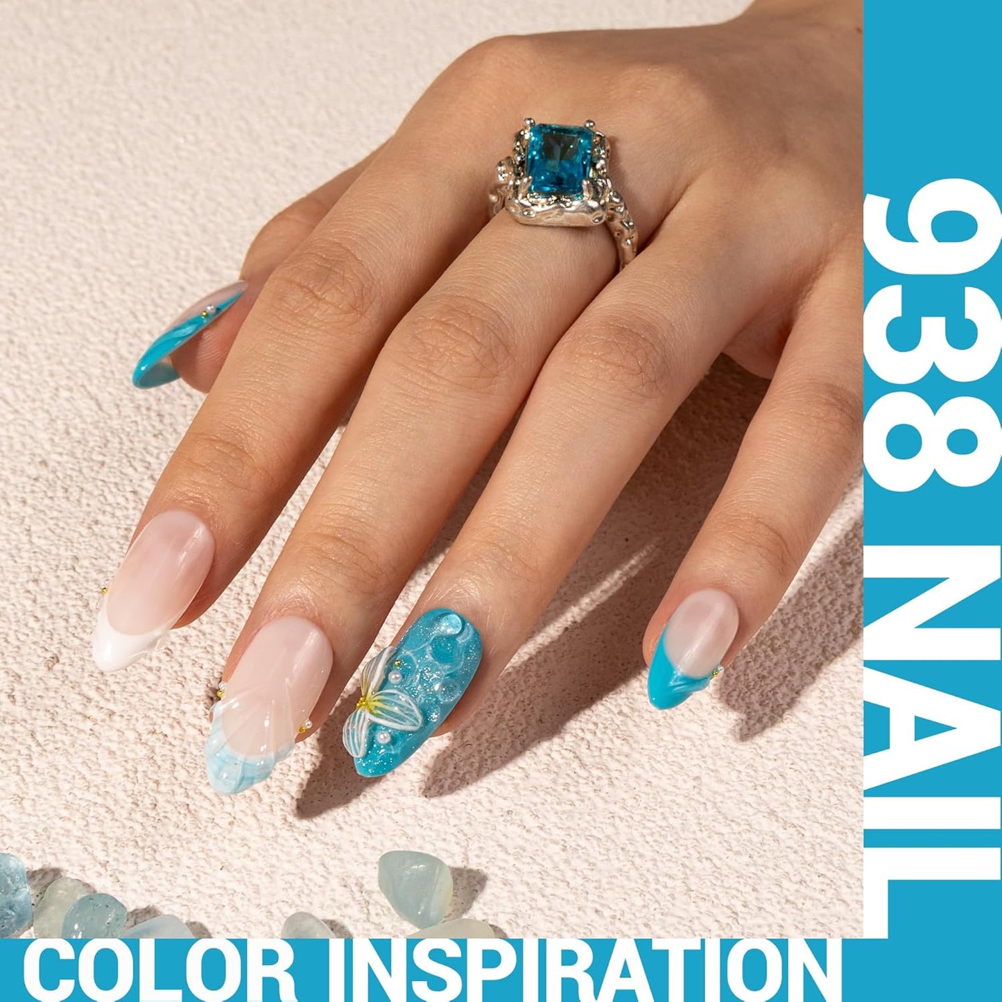 MelodySusie Thick Ocean Blue Gel Nail Polish,0.5fl oz Nails Soak Off UV LED Light Baby Blue Gel Polish Christmas Gift for Women Nail Art Manicure Salon DIY Nail Design Decoration at Home-938