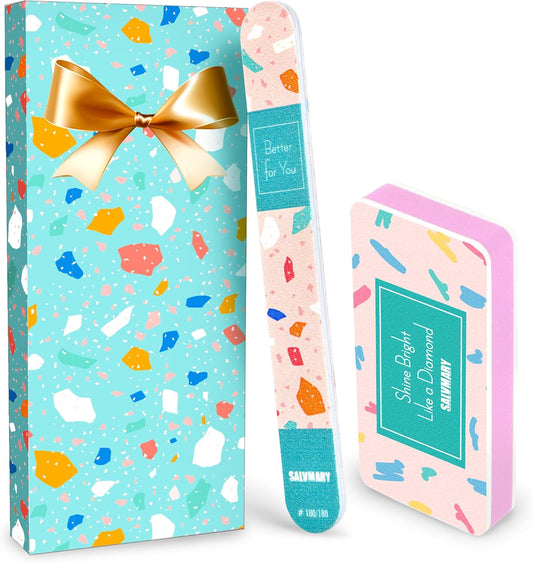 Nail File and Buffer Set - Gifts for Women - Ultimate Shine Nail Buffing Block Shiner Polisher with Professional 100/180 Grit Nail Files Emery Boards Manicure Tools for Natural Acrylic Nails