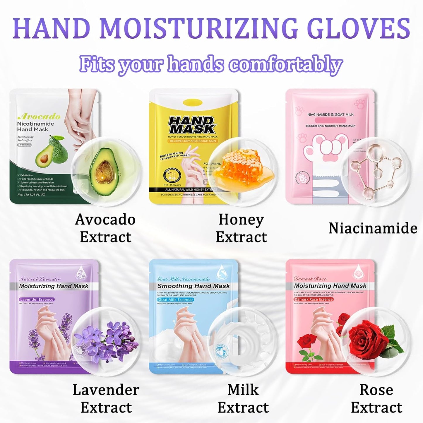 Hand Mask Moisturizing Gloves 12 Pack,Hydrating Hand Mask for Women,Soft Gloves for Dry Cracked Skin