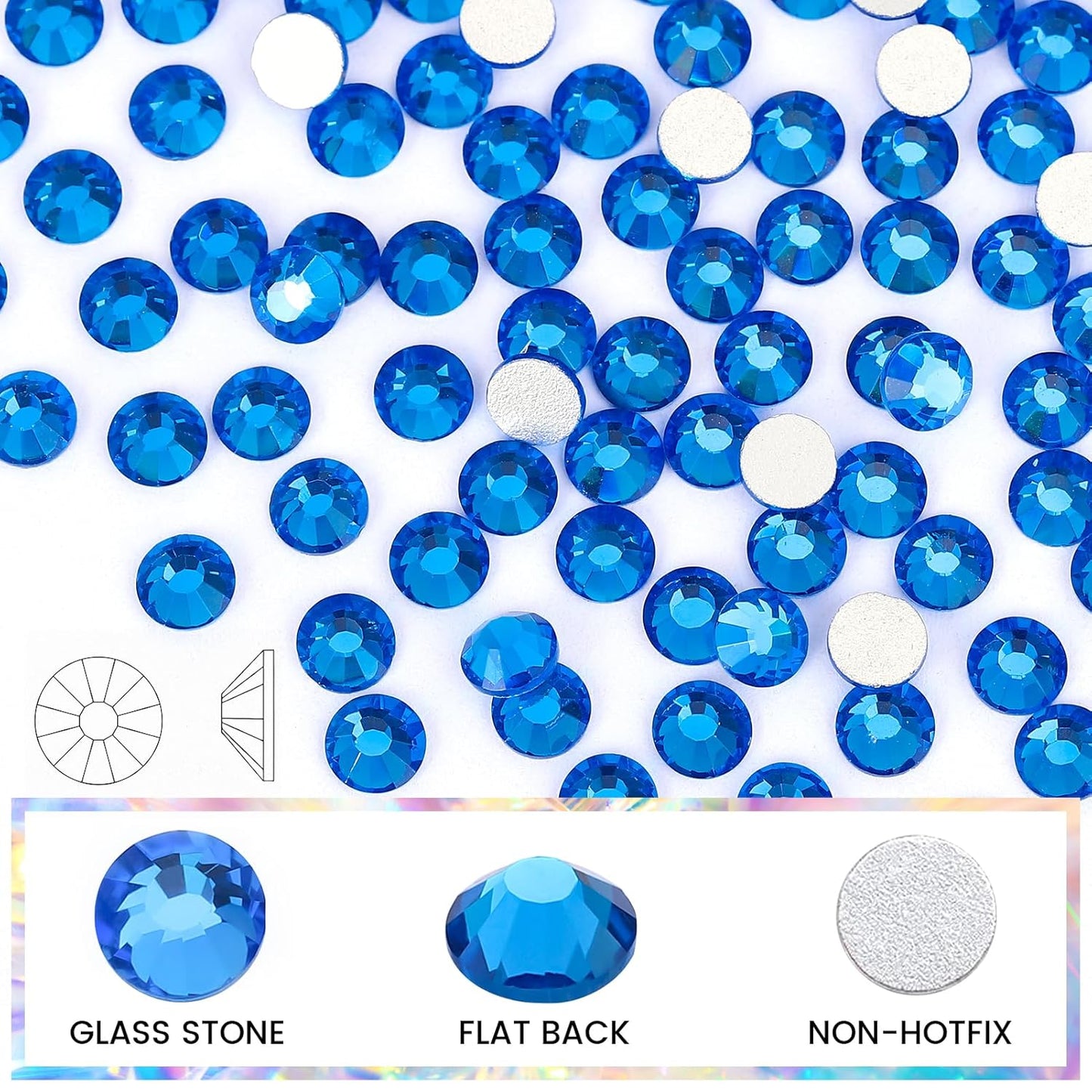 Flatback Rhinestones for Crafts Glass Nail Gems Crystals Non-Hotfix Rhinestones for Makeup Bags Shoes Decoration DIY(SS30,288pcs,Capri Blue)