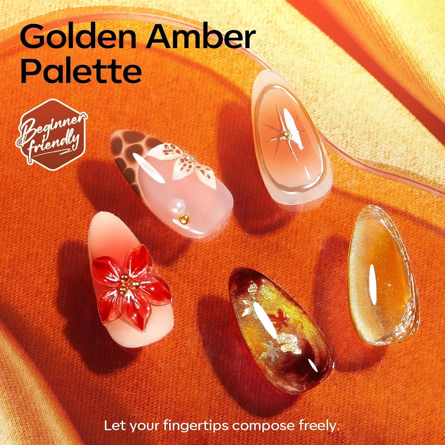 Modelones 32 PCS Fall Gel Nail Polish Kit, 28 Colors Cat Eye Glitter Brown Red Orange Gel Polish with Base Coat, Glitter & Glossy & Matte Top Coat Soak Off LED Nail Art Kit Salon at Home