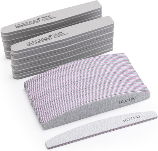 35 Count 100/180 Grit Nail Files and Buffers for Acrylic Nails, Washable Nail Buffer Double Sided Emery Boards Manicure Tools for Nail Tech