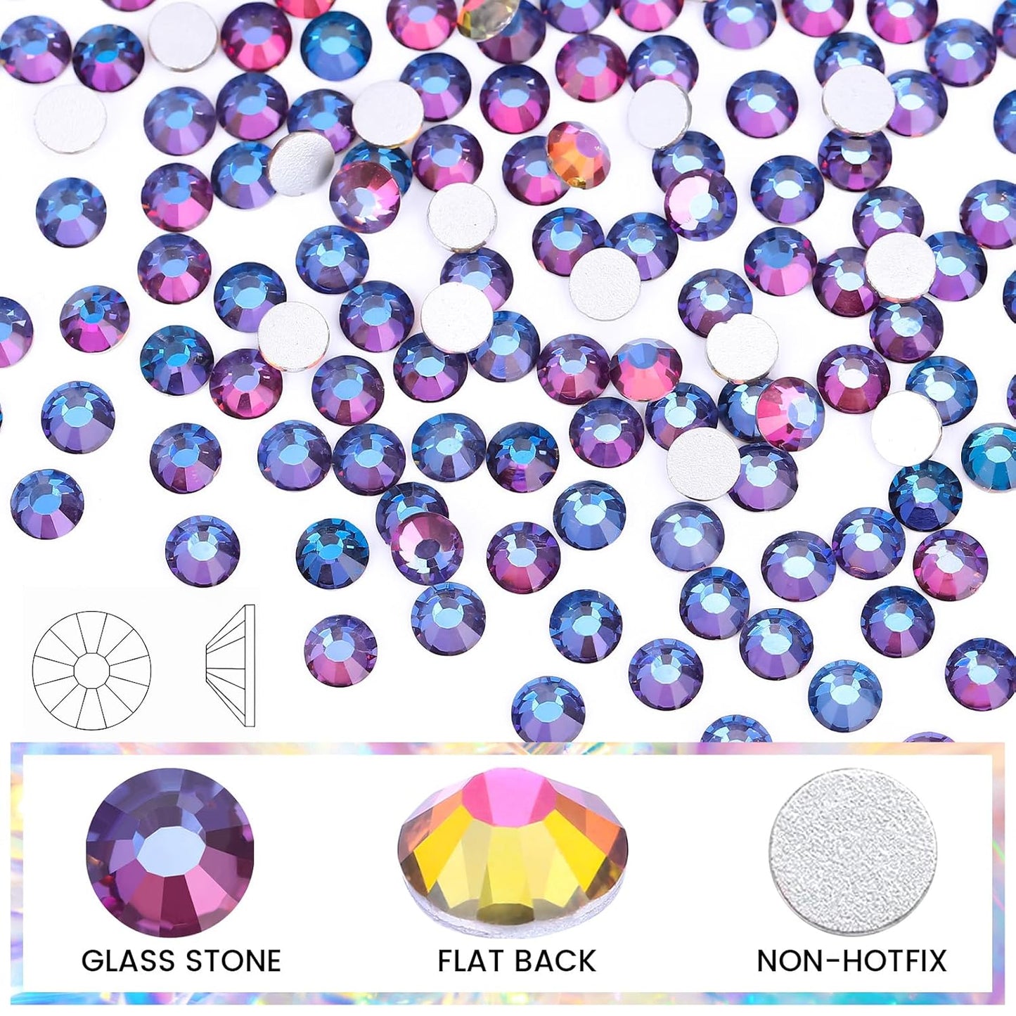 Flatback Rhinestones Non Hotfix Rhinestones for Crafts Glass Nail Rhinestones Nail Gems Crystals Rhinestones for Makeup Bags Shoes Decoration DIY(SS20,1440pcs,Blue Flame)