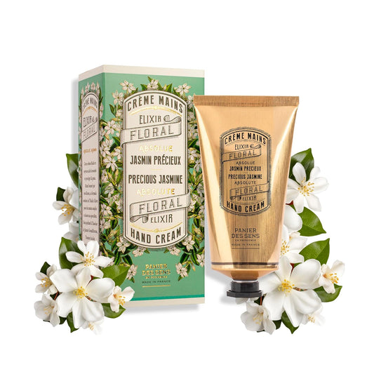 Panier des Sens Jasmin Hand Cream - Nourishing Shea Butter Hand Cream for Dry Cracked Hands 97% Natural Ingredients - Dermatologically Tested Hand Lotion for Woman Made in France, 2.5 fl oz