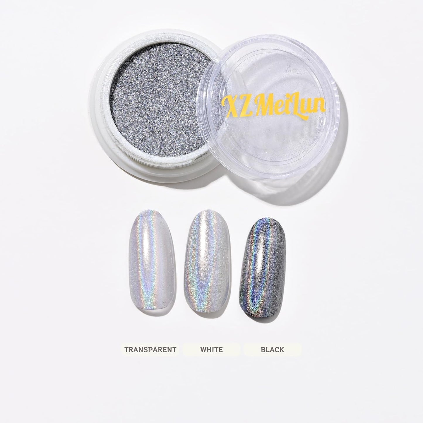 Chameleon Silver Magic Mirror Chrome Nail Powder, Big-Capacity 1.5g Metallic Dust Holographic Effect Powder Pigment Glitter Manicure Kit, Nail Art, Can Mixed with Builder Gel Nail Polish Use