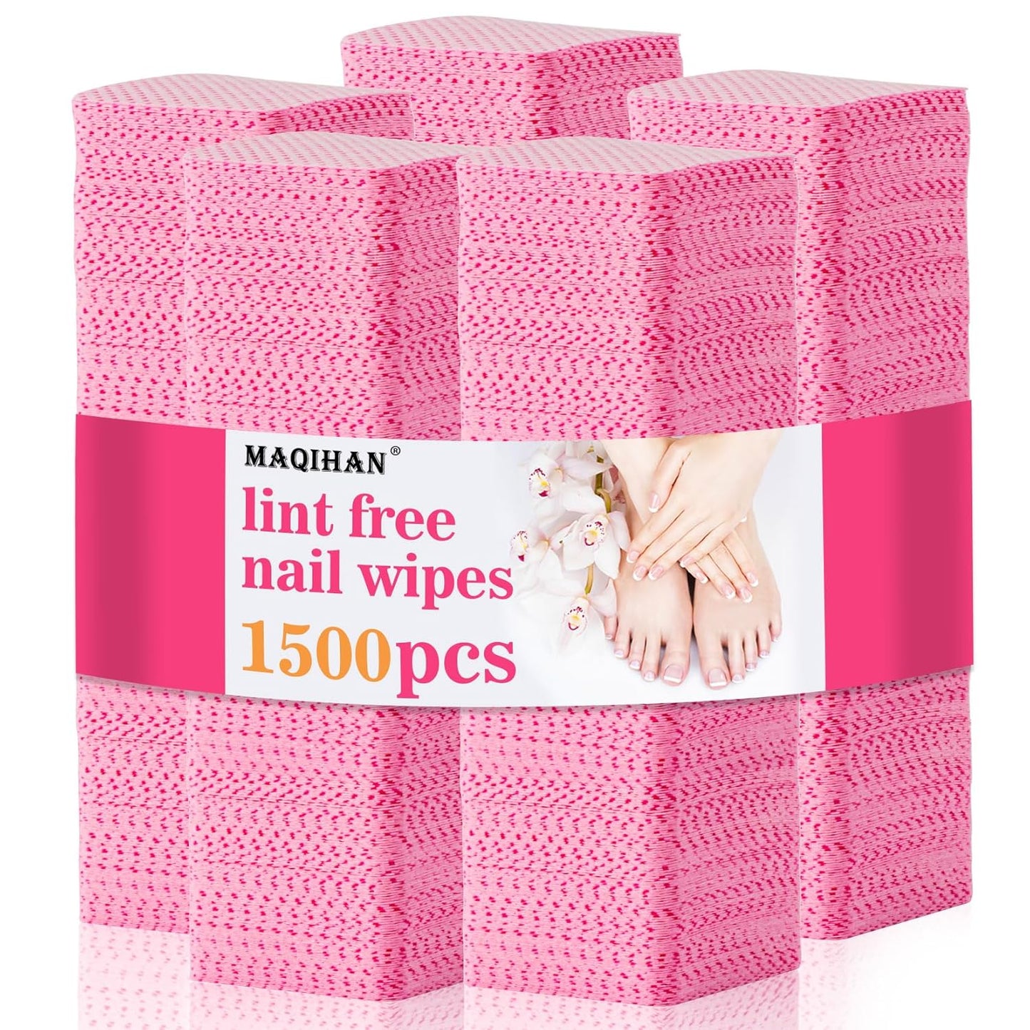 MAQIHAN 1500 Lint Free Nail Wipes - Pink Acetone Nail Polish Remover Wipes Lint Free Nail Wipes Pads Gel Nails No Lint Nail Glue Wipes Eyelash Extensions Toallitas Para Uñas Sin Pelusa Nail Supplies