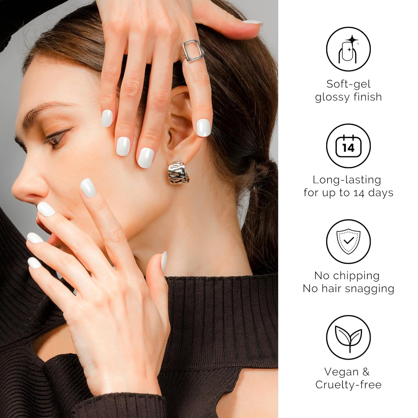 NAILOG Semi Cured Gel Nail Strips (20 Extra Long Stickers/Wraps) | Buy 2 Get 1 UV Lamp| Glossy & Long Lasting Soft Gel Finishing | Pearl White