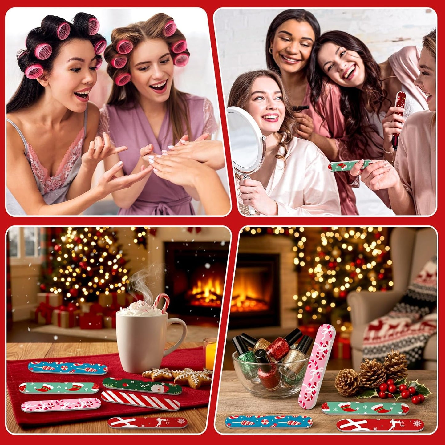 50 Pcs Christmas Mini Nail File Gifts Bulk for Women Candy Cane Double Sided Emery Boards Small Xmas Party Favors Thank You Gifts Manicure Tools for Employee Staff Coworker Appreciation