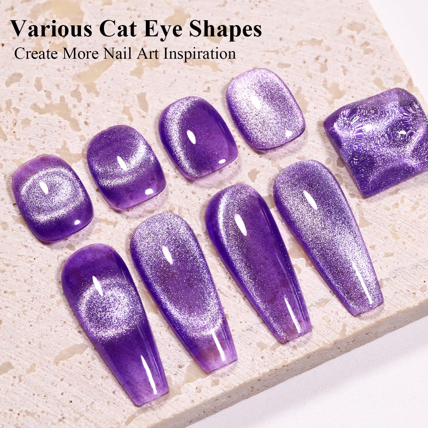 Imtiti Cat Eye Gel Nail Polish, 15ml Lavender Purple Crystal Glitter Cat Eye Gel Polish With Magnet Magnetic Holographic Galaxy Sparkly Soak Off UV Led Manicure