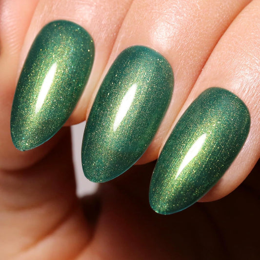 Imtiti Pearl Gel Nail Polish,0.5 Fl Oz Metallic Green Glitter Drawing Gel Polish Shell Thread Shimmer Mermaid Soak Off UV LED for Home DIY Nail Art Manicure Salon