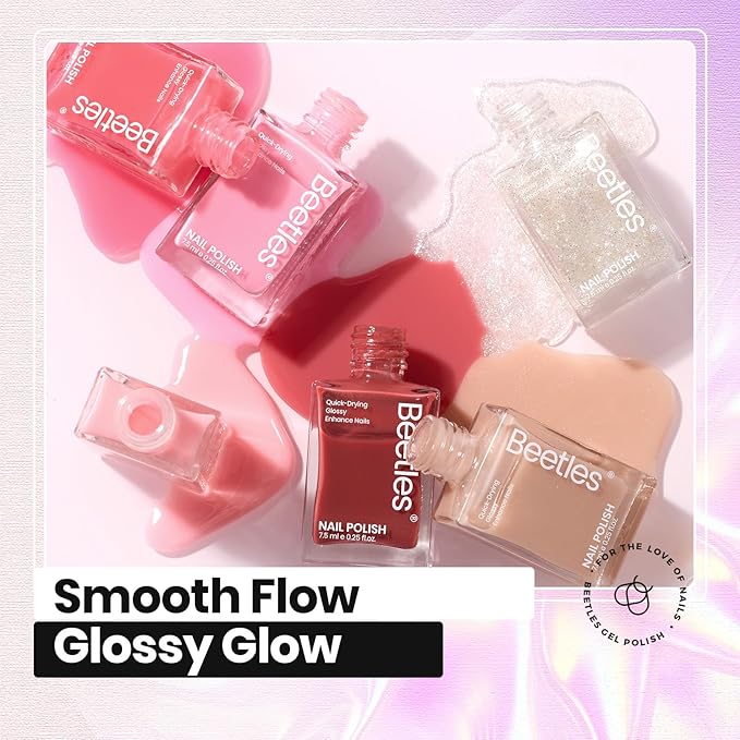 Beetles Nail Polish Set - 12 Colors Jelly Pink Quick Dry Nail Polish Glitter Nail Polish Kit Air Dry Serenely Chic Fingernail Polish Diy Nail Art Christmas Set Home