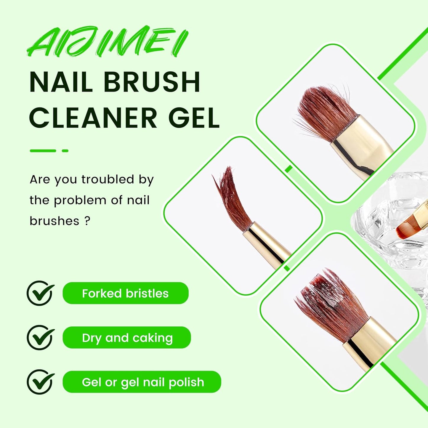 AIJIMEI Nail Brush Cleaner Gel Fast Cleaning Nail Brush Cleaner Easy To Use For Salons And Home Use Acrylic NailBrush Cleaner, 2Pcs 4FL.OZ