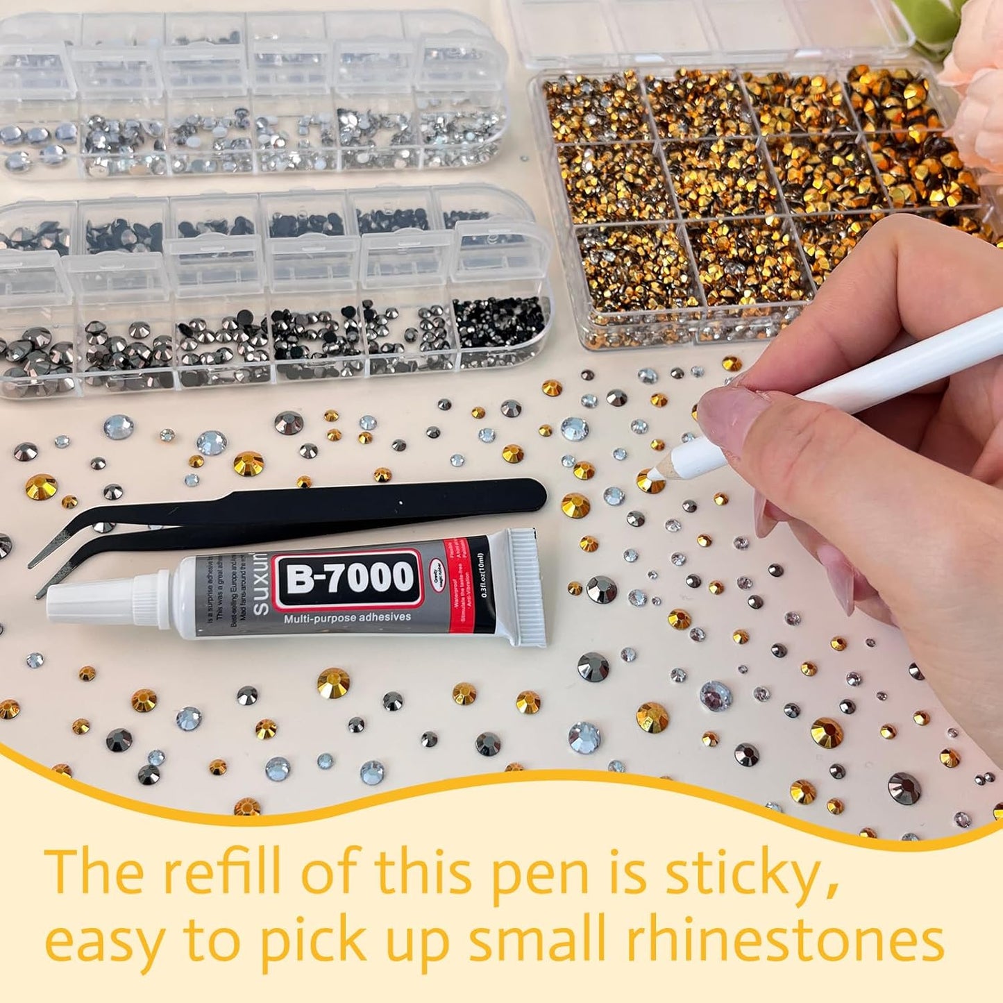 ASTARON Black Gold Resin Rhinestones for Crafting, 2mm-6mm Mixed Flatback Resin Gemstones for Crafts Gems Bulk Jelly AB Bedazzling Diamonds with Glue for Nails, Tumblers, Mugs Decoration