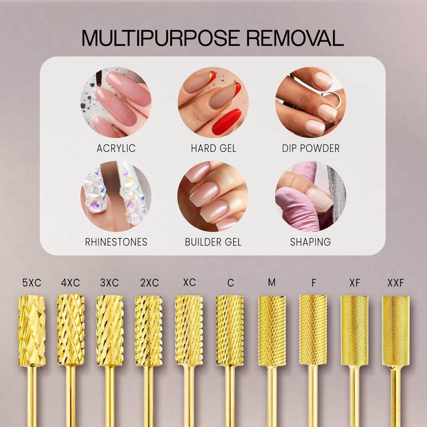 PANA Flat Top Small Barrel 3/32" Shank Size - (Gold, Extra Fine Grit) - Fast remove Acrylic or Hard Gel Nail Drill Bit for Manicure Pedicure Salon Professional or Beginner