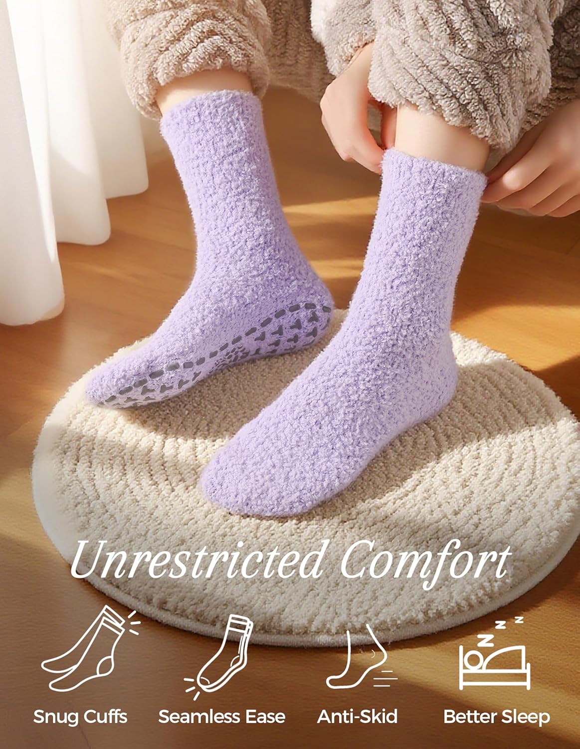 TEHOOK Warm & Cozy Gifts for Women, Stocking Stuufers, Fluffy Fuzzy Plush Sleeping Slipper Socks - Soft Warm Fabric