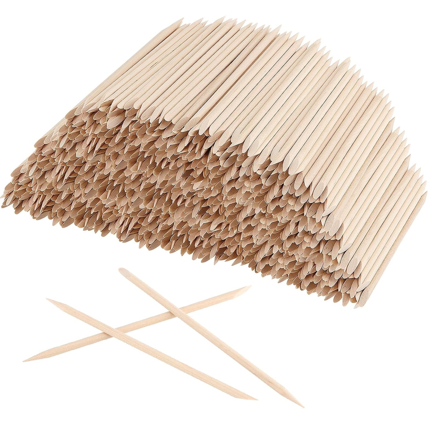 SOUJAP 2400Pcs 4.5 Inch Orange Wood Nail Sticks, Double Sided Wood Cuticle Pusher Tool, Wooden Cuticle Sticks for Manicure, Pedicure