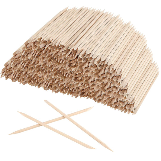 SOUJAP 2400Pcs 4.5 Inch Orange Wood Nail Sticks, Double Sided Wood Cuticle Pusher Tool, Wooden Cuticle Sticks for Manicure, Pedicure