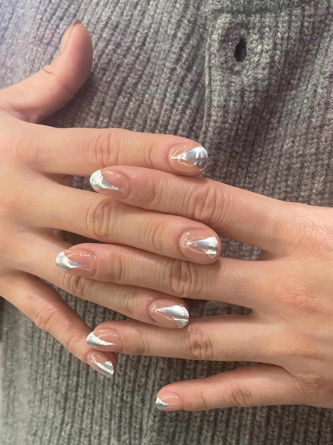 UUUUUU Semi Cured Gel Nail Strips | Salon-Quality | UV Free Gel Nail Wraps for Women | Easy Peel&Stick | Long-Lasting up to 14 Days | 28 Strips Set+File & Wipes | Gift-Ready(UGN123 Silver Cross)