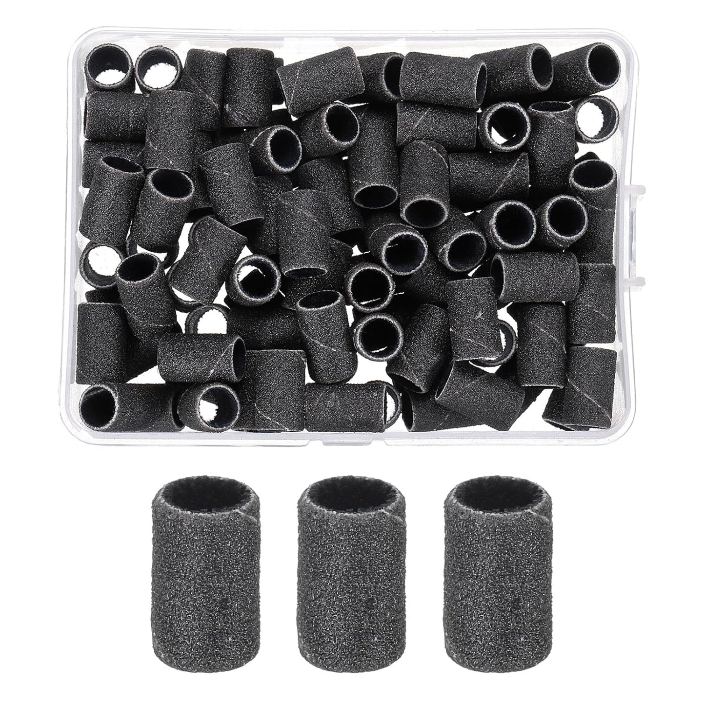 HARFINGTON 100pcs Small Sanding Bands 180 Grit for Nail Drill Bits Mini Sanding Band for Nails Gel Manicures Black
