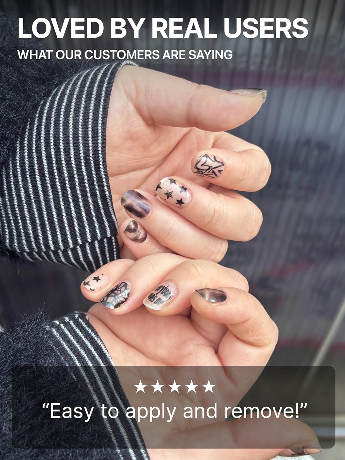 UUUUUU Semi Cured Gel Nail Strips | Salon-Quality | UV Free Gel Nail Wraps for Women | Easy Peel&Stick | Long-Lasting up to 14 Days | 28 Strips Set+File & Wipes | Gift-Ready(UGN102 Modern Museum)