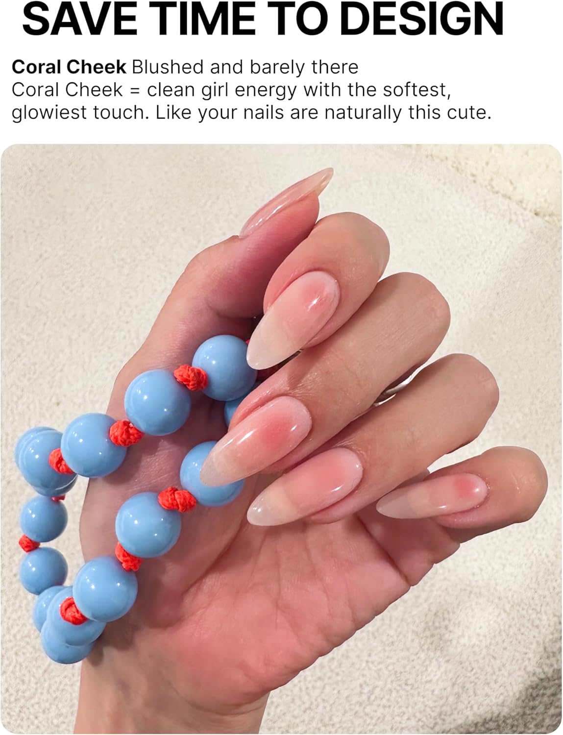 UUUUUU Semi Cured Gel Nail Strips | Salon-Quality | UV Free Gel Nail Wraps for Women | Easy Peel&Stick | Long-Lasting up to 14 Days | 28 Strips Set+File & Wipes | Gift-Ready (UGN157 Coral Cheek)