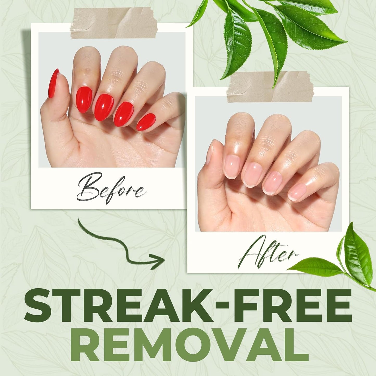 UNA GELLA Nail Polish Remover, Soak Off Acetone Polish Remover For Nails With Easy Use Cap, Healthy Formula Works For Nail Glue 8 Fl Oz, Green Tea Scent