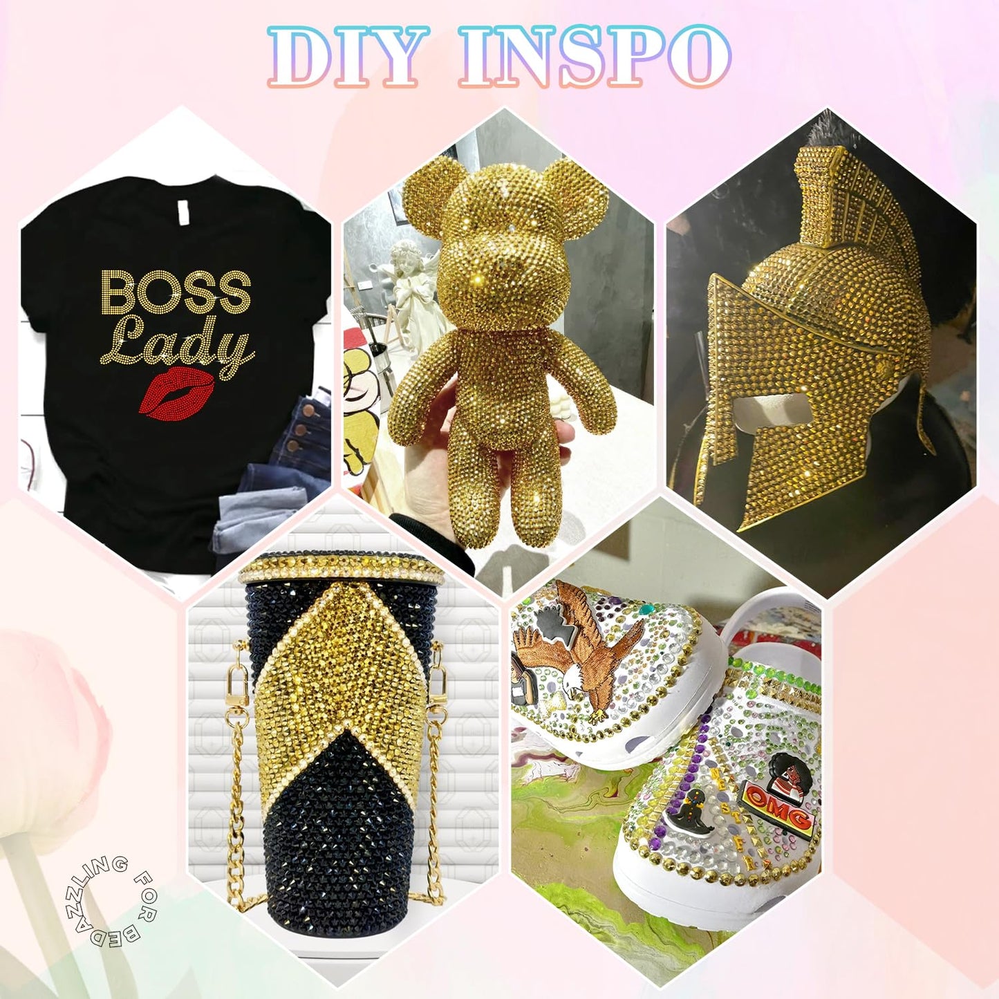 30000Pcs Resin Rhinestones for Bedazzling with B7000 Jewelry Glue, Mine Gold Flatback Gems Rhinestones for Crafting, Clothing Tumblers Mugs Shoes Fabric Decor Nail Art