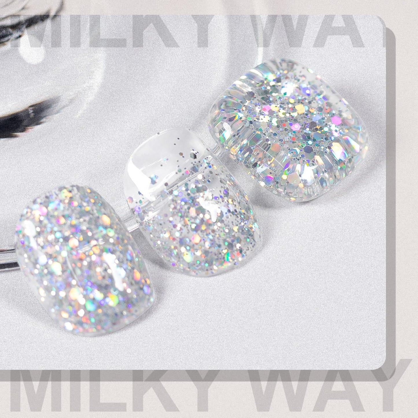 RARJSM Silver Glitter Gel Nail Polish Diamond Gelpolish Silver White Big Flakes Sparkly Chunky Iridescent Pigments Nail Gel Polish Soak off L e d U V Curing Required for Nail Art Salon Manicure