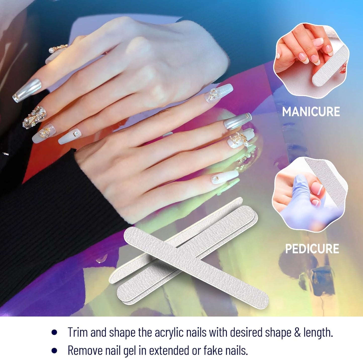 Disposable Zebra Nail Files 80/100 Grit 5 Inch Double Sided Emery Boards for Acrylic Nails Toenails Professional Manicure Pedicure Tools 50Pcs (Pack of 2)