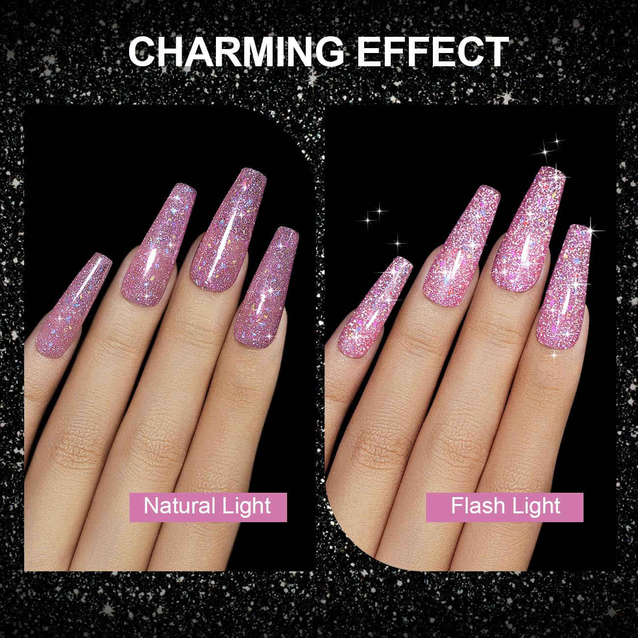 RARJSM Reflective Glitter Gel Polish Purple Pink Sparkle Diamond Gel Polish Sparkling Glitter Iridescent Shimmer Polish Holographic Gelpolish Soak off Nail Art Manicure for Salon DIY at Home