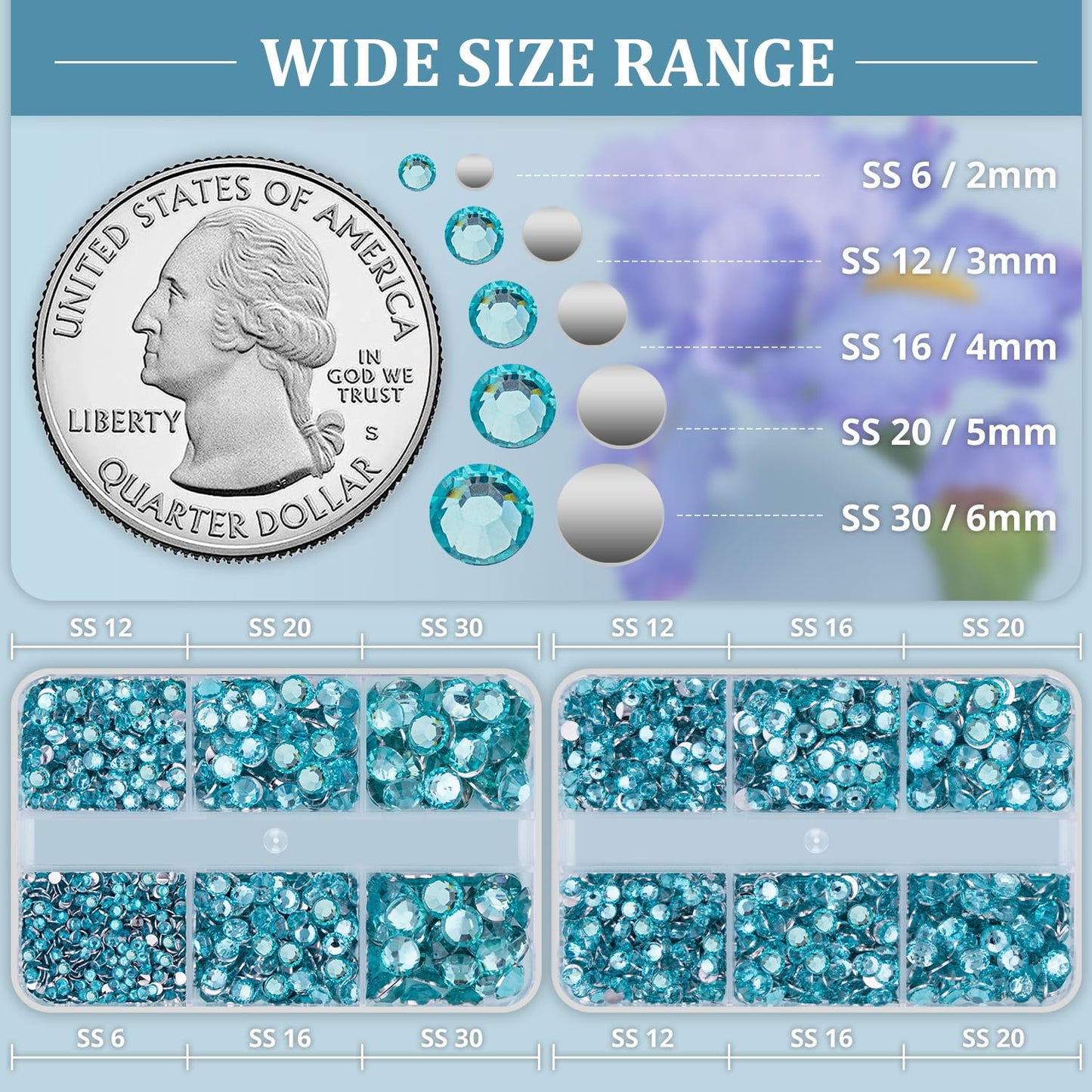 Resin Rhinestones for Crafting, 2 Boxeses Lake Blue Multi Sizes Flatback Bedazzling Crystals for Crafts Nail Art Deco, Non Hotfix Gems Charms for Tumbler Shoes Clothing Fabric Face Makeup