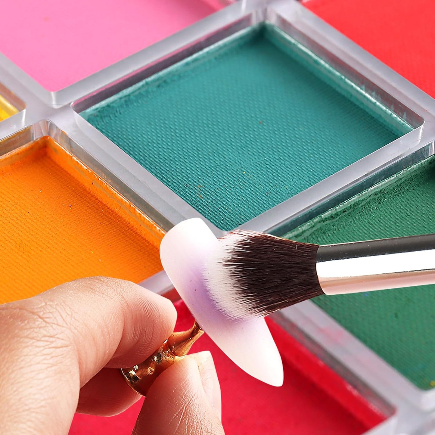 Nail Pigment Palette - 9 Colors Gradient & Solid Neon Ombre Pigment Powder Set - Includes 5 Sponge Sticks & 1 Brush - Perfect for Beginners