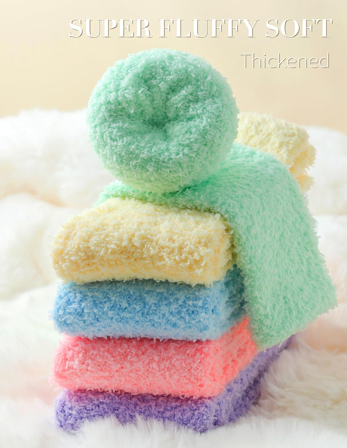 TEHOOK Warm & Cozy Gifts for Women, Stocking Stuufers, Fluffy Fuzzy Plush Sleeping Slipper Socks - Soft Warm Fabric