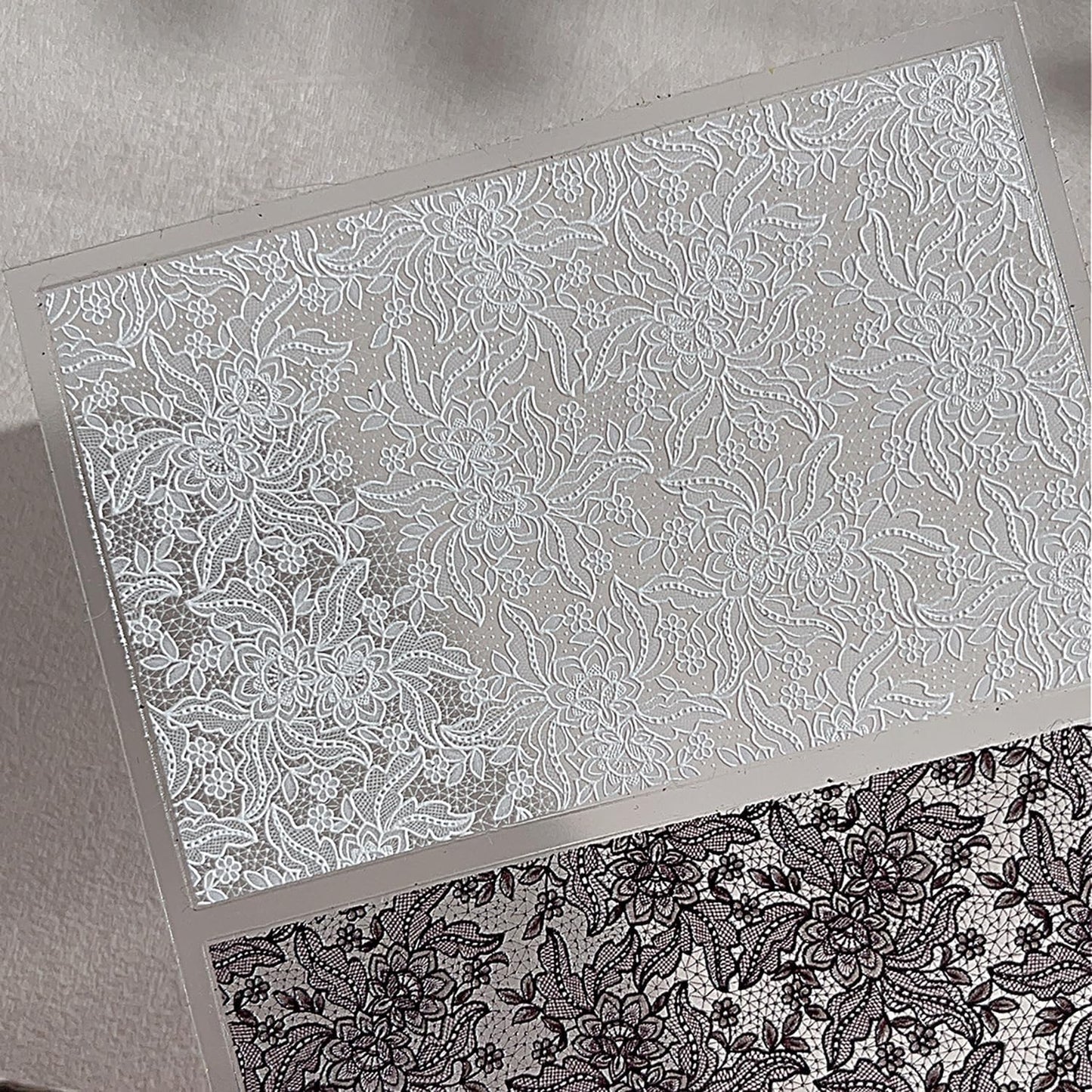 1 Sheets Embossed Lace Nail Decals for Nail Art Black White Flower Nail Stickers 5d Self-Adhesive Lace Flowers Nail Decals Fall Winter Nail Decoration for Women Nails Designs Accessories