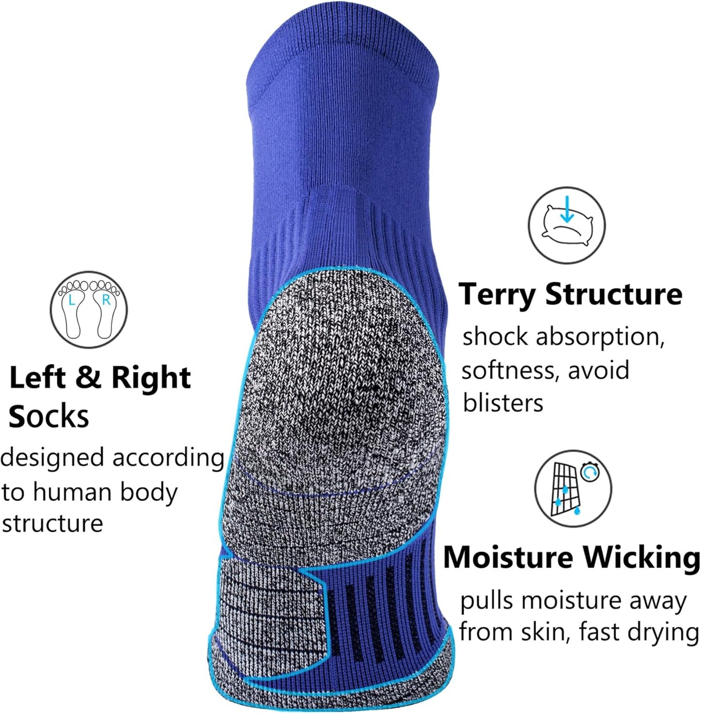 CWVLC Compression Athletic Quarter Socks Cushioned for Men Women