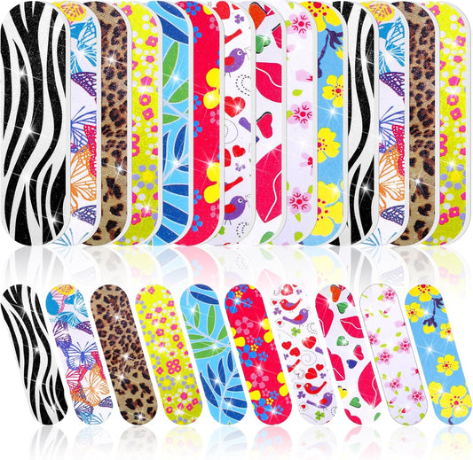 Sumind 100 Pack Nail Files Double Sided Emery Boards Manicure Tools (Vibrant Style)