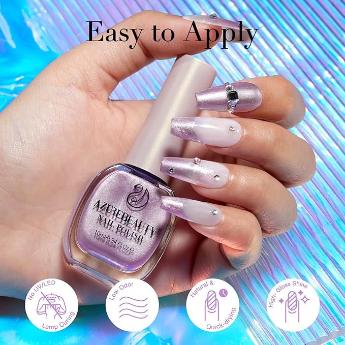 AZUREBEAUTY Dreamy Purple Nail Polish– Quick Dry, Long-Lasting, Natural Glossy Finish for DIY Manicure & Nail Art, Salon Quality, 10ml for Women
