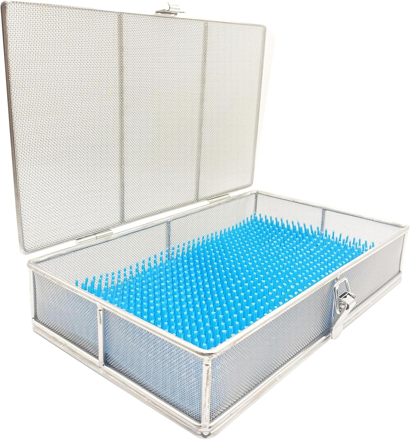 Sterilization Tray with Lid & Silicone Mat – 9.84"x5.9"x2" (25x15x5cm), 304 Stainless Steel Instrument Tray – Perforated Mesh Instrument Basket for Medical, Surgical, Dental Clinics, Hospitals & Labs