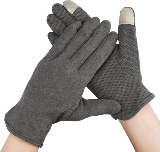 Segbeauty 6 Pairs Cotton Gloves Touchscreen, Hand Moisturizing Gloves Overnight for Women, Finger Touch Screen Moisturizer Gloves for Dry Hand, Non-Slip Cotton Work Gloves Lotion Gloves Gray