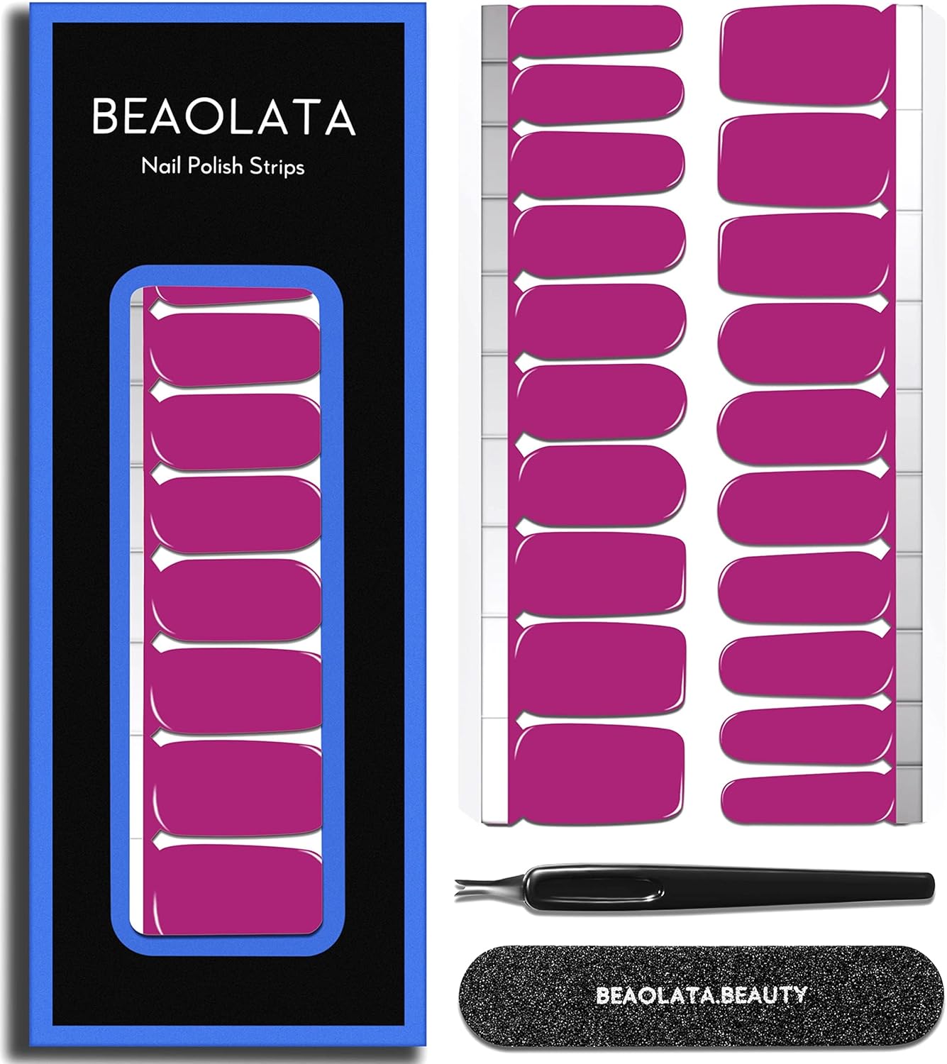 Nail Polish Strips Long Lasting, 20Pcs Wraps, Easy Apply& Remove Salon Quality Gel Nail Stickers (Dry Prune Pink)