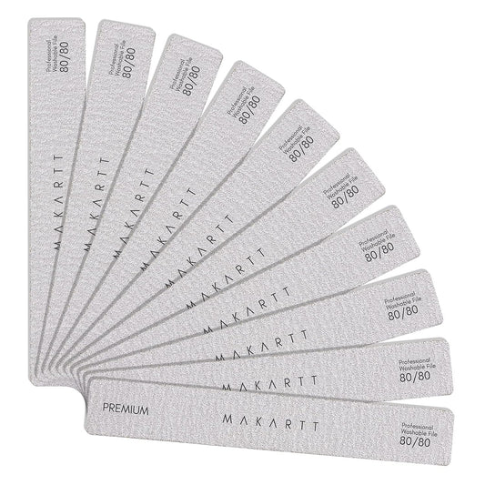 Makartt Nail File: 80/80 Grit Emery Boards for Nails, 10pcs Professional Washable Doubled Sides Coarse Toenail Filer Heavy Duty for Acrylic and Extension Gel Removal, Pedicure Manicure Tools